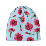 Pink Carnation Pattern Print Beanie