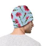Pink Carnation Pattern Print Beanie