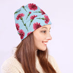 Pink Carnation Pattern Print Beanie
