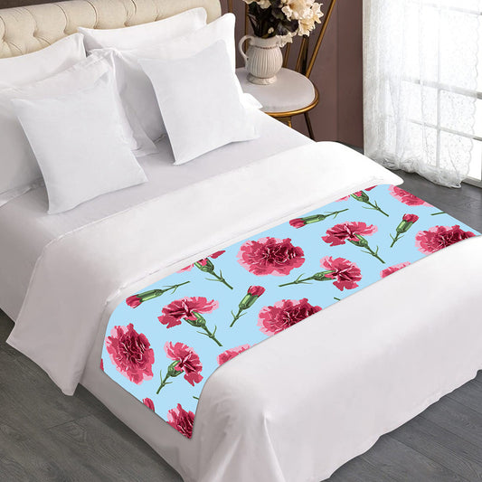 Pink Carnation Pattern Print Bed Runner