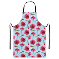 Pink Carnation Pattern Print Bib Apron With Pocket
