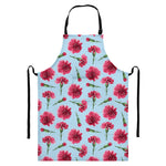 Pink Carnation Pattern Print Bib Apron With Pocket