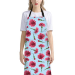 Pink Carnation Pattern Print Bib Apron With Pocket