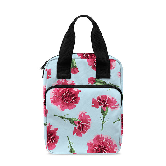 Pink Carnation Pattern Print Bible Tote Bag