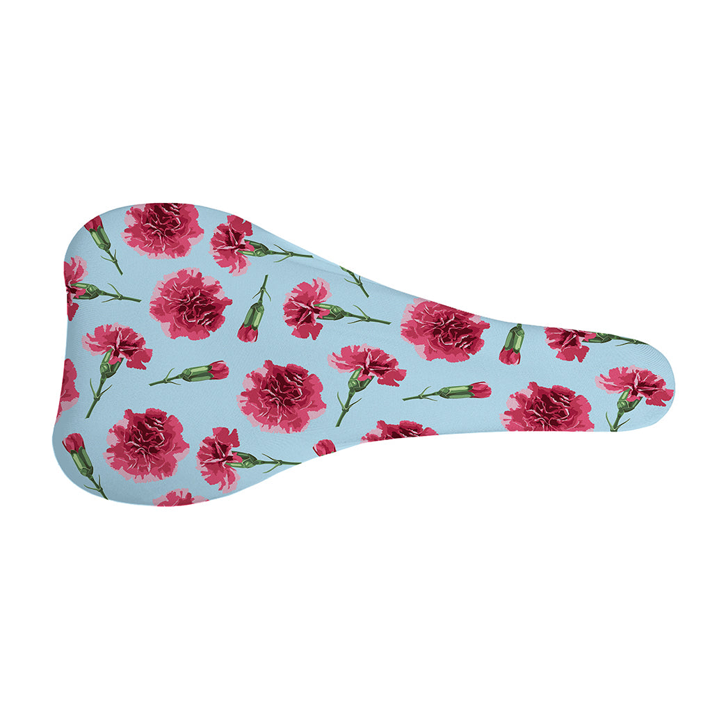 Pink Carnation Pattern Print Bicycle Seat Cover
