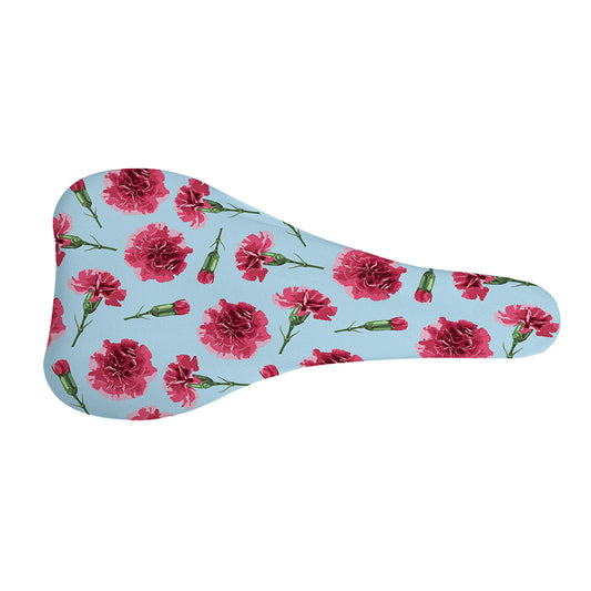 Pink Carnation Pattern Print Bicycle Seat Cover
