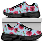 Pink Carnation Pattern Print Black Chunky Shoes