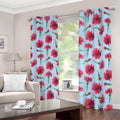 Pink Carnation Pattern Print Dimout Grommet Curtains