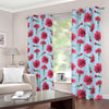 Pink Carnation Pattern Print Blackout Grommet Curtains