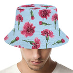 Pink Carnation Pattern Print Bucket Hat