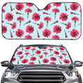 Pink Carnation Pattern Print Car Windshield Sun Shade