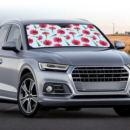 Pink Carnation Pattern Print Car Windshield Sun Shade