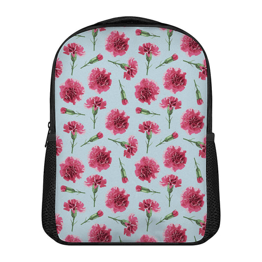 Pink Carnation Pattern Print Casual Backpack
