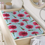 Pink Carnation Pattern Print Changing Pad Cover