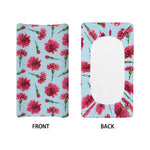 Pink Carnation Pattern Print Changing Pad Cover