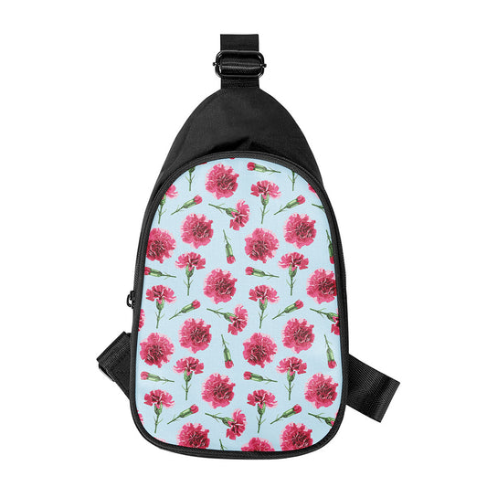 Pink Carnation Pattern Print Chest Bag
