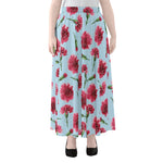 Pink Carnation Pattern Print Chiffon Maxi Skirt