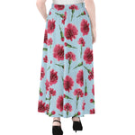 Pink Carnation Pattern Print Chiffon Maxi Skirt