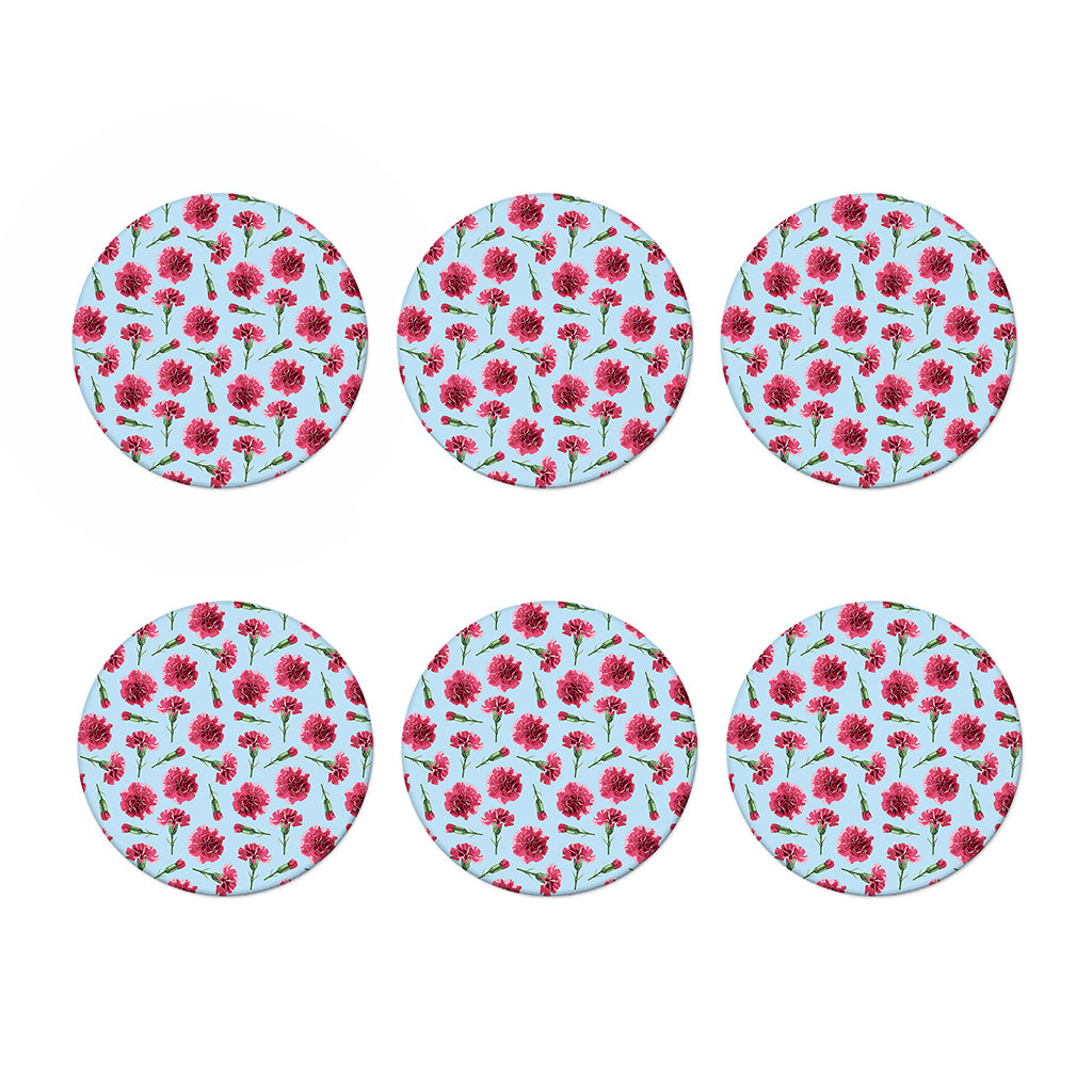 Pink Carnation Pattern Print Coaster Set
