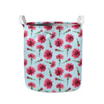 Pink Carnation Pattern Print Collapsible Laundry Basket