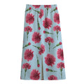 Pink Carnation Pattern Print Cotton Front Slit Maxi Skirt