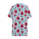 Pink Carnation Pattern Print Cotton Hawaiian Shirt