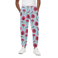 Pink Carnation Pattern Print Cotton Sweatpants