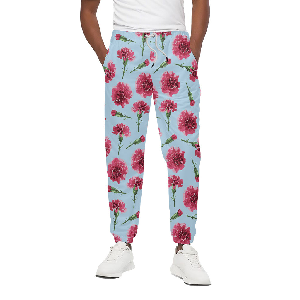 Pink Carnation Pattern Print Cotton Pants