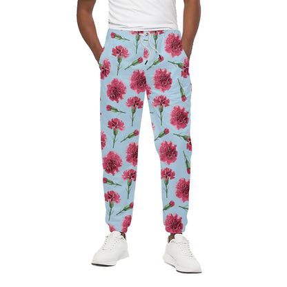 Pink Carnation Pattern Print Cotton Pants