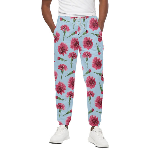 Pink Carnation Pattern Print Cotton Pants