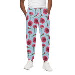 Pink Carnation Pattern Print Cotton Pants