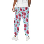 Pink Carnation Pattern Print Cotton Pants