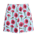 Pink Carnation Pattern Print Cotton Shorts