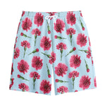 Pink Carnation Pattern Print Cotton Shorts