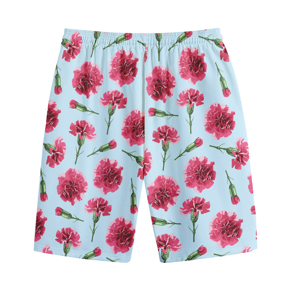 Pink Carnation Pattern Print Cotton Shorts