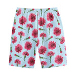 Pink Carnation Pattern Print Cotton Shorts