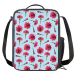 Pink Carnation Pattern Print Crossbody Lunch Bag