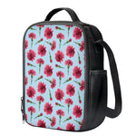 Pink Carnation Pattern Print Crossbody Lunch Bag