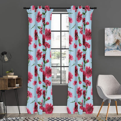 Pink Carnation Pattern Print Curtain