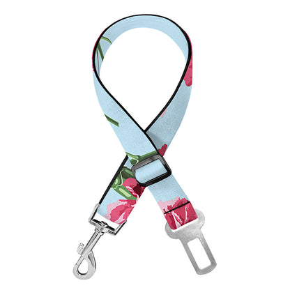 Pink Carnation Pattern Print Dog Seat Belt