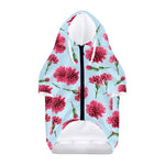 Pink Carnation Pattern Print Dog Zip Up Hoodie