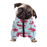 Pink Carnation Pattern Print Dog Zip Up Jacket