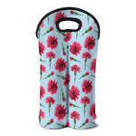 Pink Carnation Pattern Print Double Neoprene Wine Tote