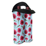 Pink Carnation Pattern Print Double Neoprene Wine Tote