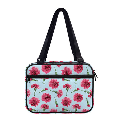 Pink Carnation Pattern Print Double Strap Bible Bag