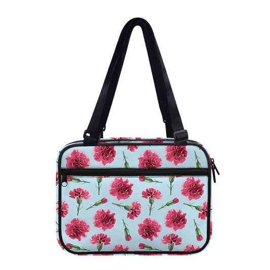 Pink Carnation Pattern Print Double Strap Bible Bag