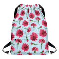 Pink Carnation Pattern Print Drawstring Backpack