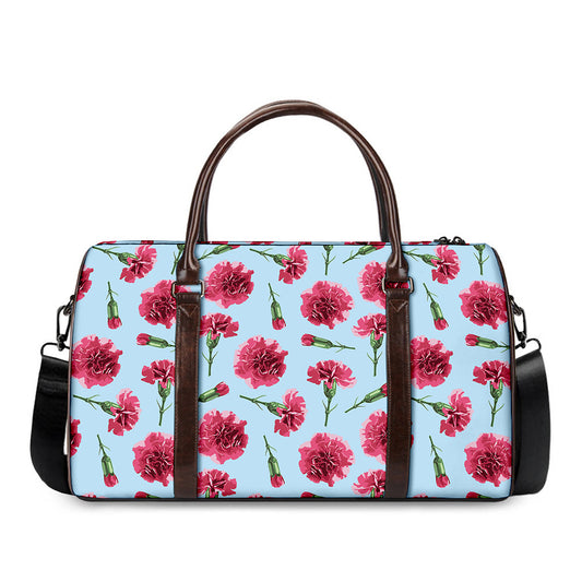Pink Carnation Pattern Print Duffle Bag