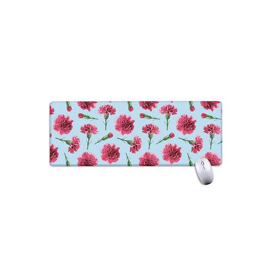 Pink Carnation Pattern Print Extended Mouse Pad