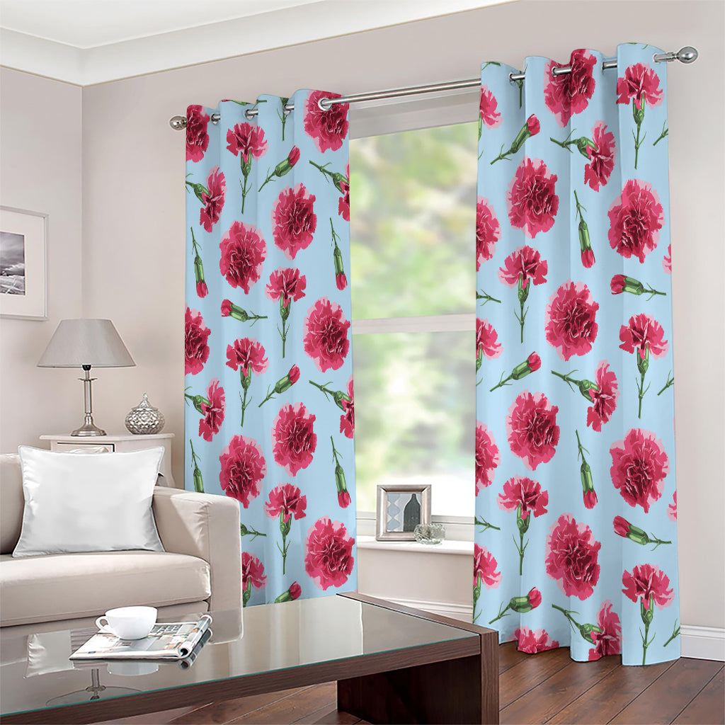 Pink Carnation Pattern Print Extra Wide Grommet Curtains